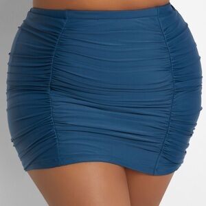 NWT Raisins Curve Costa Ruched Swim Skirt in Blue